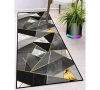 Ufamiluk Tapis Couloir Gris Blanc Noir antiderapant Lavable Long Moderne Design Traditionnel Tapis de Passage Devant évier pour Magasin, événements et fêtes, cinéma, église 50x200cm