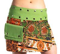 ufash Mini Jupe Portefeuille été pour Femmes, de l'Inde - Taille réglable avec 18 Bouton Pression - réversible avec 2 Motifs différents et Une Sacoche Amovible - Goa - Plusieurs Designs différents