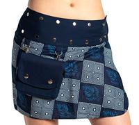 ufash Mini Jupe Portefeuille été pour Femmes, de l'Inde - Taille réglable avec 18 Bouton Pression - réversible avec 2 Motifs différents et Une Sacoche Amovible - Goa - Plusieurs Designs différents