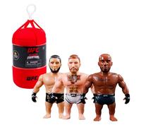UFC Punching Bag Figurine articulée de 7,5 cm + Ensemble de Lutte Surprise avec Accessoires et Base de Cage + 8 Ans, Bizak (64119015)