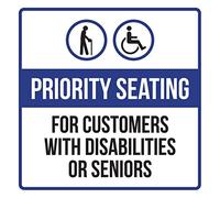 Ufcell Priority Seating for Customers with Tin Street Signs Road Yard Sign 30,5 x 30,5 cm