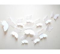 ufengke® 12 Pcs 3D Papillons Stickers Muraux Design de Mode Bricolage Papillon Art Autocollants Artisanat Décoration de La Maison, Blanc