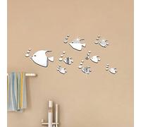 Ufengke® 8 Pièces 3D Poissons Tropicaux Effet De Miroir Stickers Muraux Design À La Mode Art De Décalque Décoration De La Maison Argent