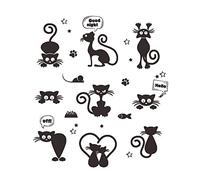 ufengke Adhesif Stickers Muraux Interrupteur Chats Noir Decoration Autocollant Mural Animaux pour Chambre Fille Garçon Cuisine Salon