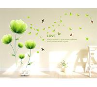 ufengke® Belles Fleurs Vertes Stickers Muraux,Salon Salle De Séjour Chambre À Coucher Décalcomanies Murales Autocollants Amovibles
