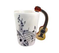 ufengke Conception de Notes Musicales Mug Tasse À Thé Céramique, Poignée Créative de Guitare Personnalisation Café Tasse Mug de Lait, pour Cadeau, Ménage, Bureau