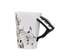 ufengke Conception de Notes Musicales Mug Tasse À Thé Céramique,Poignée de Piano Noire Créative Personnalisation Café Tasse Mug de Lait, pour Cadeau, Ménage, Bureau