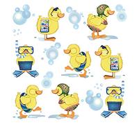 ufengke Stickers Muraux Canards Jaunes Autocollants Mural Bébé Salle de Bain pour Chambre Enfant Décoration Murale