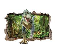 ufengke Stickers Muraux Dinosaure Forêt Autocollants Mural 3D Look Animaux pour Chambre Décoration Murale