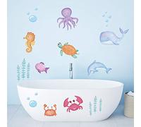 ufengke Stickers Muraux Enfant sous La Mer Autocollants Mural Animaux Marins Algue pour Chambre Enfants Bébé Pépinière Salle De Bain Décoration Murale
