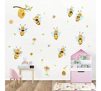 ufengke Stickers Muraux Jaune Abeilles Autocollants Mural Fleur Ruche Branche pour Chambre Enfants Bébé Pépinière Salon Décoration Murale
