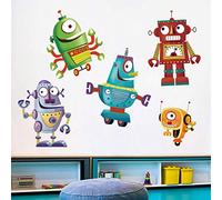 ufengke Stickers Muraux Robot Bande Dessinée Autocollants Mural DIY Amovible Vinyle pour Chambre Salon Salle de Jeux Décoration Murale