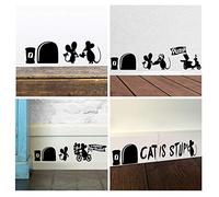 ufengke Trous de La Souris Plinthe Stickers Muraux Vinyle Amovible Autocollants Mural Décoration Murale pour Chambre Enfant Salon, Noir