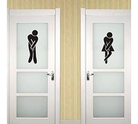ufengke Unisexe Toilette Autocollant Mural Porte Sticker Muraux DIY Décorative Amovible en Plastique Double Face Fashion Mural Art Stickers entrée Restroom pour Hommes et Femmes