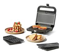 Ufesa Appareil à croque-monsieur 3 en 1 Robson, 850 W, plaques interchangeables grill, gaufres et sandwich, antiadhésives, 21,6 x 12 cm, indicateur de température, poignée froide, fermeture de