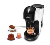 UFESA Bellagio Cafetières à Capsuless 3 en 1 pour Nespresso Original - Dolce Gusto - Café Moulu, Écran Tactile Digital avec 7 Niveaux, Réservoir 1 L, 15 BAR, 1400 W, Multicapsules