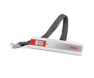 Ufesa BV0505 Pèse Bagage Électronique, Portable, 50kg, Valise et Bagage, Affichage numérique, Poignée Ergonomique, Arrêt Automatique, Usage Domestique/Extérieur, Blanc/Rouge/Argent,