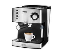 Ufesa CE7240 Machine à Café Expresso et Cappuccino, Buse Vapeur, 20 Bars, 2 Modes: Café Moulu ou à Dose Unique, Réservoir d'1.6L, Plateau Réchauffe-Tasses, 850W, Inox