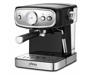 Ufesa CE7244 Brescia Machine à expresso et Cappuccino, Mousseur Réglable, 20 Bars, 2 Modes : Café Moulu ou Dosettes, Dépôt 1.5L, Fonction Chauffe-Tasses, 850W