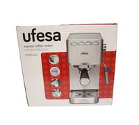 UFESA CE8020 Capri Machine à Café Expresso et Capuccino, 20 Bars, 1350W, Système Thermoblock, Buse Vapeur, 2 Modes: Café Moulu ou Dosettes, Réservoir d'1.4L, 1 ou 2 Tasses, Arrêt Automatique, Inox