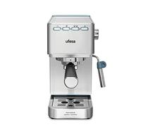 UFESA CE8020 Capri Machine à Café Expresso et Capuccino, 20 Bars, 1350W, Système Thermoblock, Buse Vapeur, 2 Modes: Café Moulu ou Dosettes, Réservoir d'1.4L, 1 ou 2 Tasses, Arrêt Automatique, Inox
