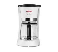 Ufesa CG7123 Activa-Cafetière, capacité de 12 Tasses ou 1'2L, Filtre Permanent, déconnexion Automatique, vanne d'égouttement, 680W, (Fonction de Maintien au Chaud), Plastique, 1.2 liters, Blanc/Noir