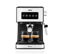 Ufesa Monza Machine à café Expresso et Cappuccino 20 Bars, Écran Tactile Digital, Vapeur Orientable, Café Moulu ou ESE à Dose Unique, Réservoir de 1,5 L, Fonction Chauffe-Tasses, 1050W, Inox