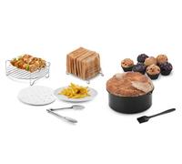 Ufesa Pack 7 Accessoires Air Fryer, A Partir de 3,5L, Moule à gâteau, Grille, Brochettes, Grille à toast, Moules à Cupcake, Pinceau en silicone, Pinces et Papier Végétal, Sans BPA