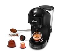 UFESA Venezia Machine à Café Capsule 4 en 1, Cafetière Nespresso, Dolce Gusto Machine, Delta Q Capsules, Café Moulu, Écran Tactile Digital avec 7 Niveaux, Réservoir 1 L, 15 BAR, 1400 W
