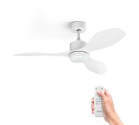 Ufesa Ventilateur de Plafond Butan avec Lumière LED, 30W, 6 Vitesses, Ultra Silencieux, 3 Pales 122cm, Fonction été - hiver, Minuterie 8h, 3 Niveaux de Lumière, Télécommande, Blanc