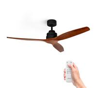 Ufesa Ventilateur de Plafond CFTB, 40W, 6 Vitesses, Ultra Silencieux, 3 Pales en Bois Naturel 132cm, Fonction été - hiver, Minuterie 8h, Télécommande, Noir - Bois Foncé