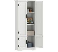 HOMCOM Buffet de Cuisine Armoire de Cuisine contemporaine Multi-rangements 2 placards 3 étagères MDF Panneaux Particules 60 x 30 x 153 cm Blanc