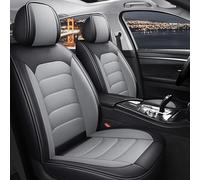 Ufgwhirl Housse Siège Voiture pour Audi Q2 2016-2022,Universel 5 Pièces Set Housses siège Auto Protection Cuir Imperméable Compatible avec Airbags,Femmes Hommes,Noir-Gris