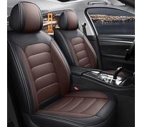 Ufgwhirl Housse Siège Voiture pour Nissan Ariya 2023-2026,Universel 5 Pièces Set Housses siège Auto Protection Cuir Imperméable Compatible avec Airbags,Femmes Hommes,Noir-Café