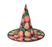 UFhgjjb 1 chapeau de sorcière d'Halloween - Tas de pêches pleine impression sorcières décoration de fête, cosplay, jeu de rôle, festival, carnaval