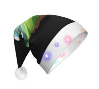 UFhgjjb A corner of the mountain Print LED Christmas Hat for Adults - Festive Santa Hat - Plush Unisex Holiday Headwear for Christmas New Year