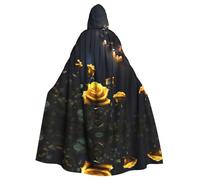 UFhgjjb Belle cape à capuche pour Halloween avec imprimé roses jaunes - Unisexe - Robe de cosplay pour adulte - Pour sorcière, jedi, magicien