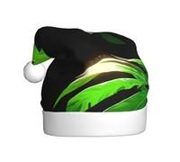 UFhgjjb Bonnet de Noël pour adulte - Chapeau de Père Noël festif unisexe avec feuilles de bananier sous la lumière - Chapeau de Noël en peluche