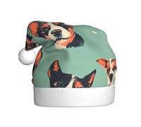 UFhgjjb Bonnet de Noël pour adulte - Chapeau de Père Noël festif unisexe avec imprimé avatars d'animaux - Chapeau de Noël en peluche