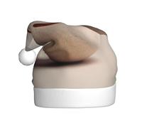 UFhgjjb Bonnet de Noël pour adulte - Chapeau de Père Noël festif unisexe avec imprimé œufs souriants - Chapeau de Noël en peluche pour fêtes de fin d'année