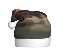UFhgjjb Bonnet de Noël pour adulte - Chapeau de Père Noël festif unisexe hippopotame observant la rive - Couvre-chef de Noël en peluche