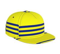 UFhgjjb Casquette de baseball à imprimé feuilles d'automne pour homme et femme - Casquette tendance réglable Snapback pour les vacances à la plage et les voyages en plein air, Rayures jaunes et bleues
