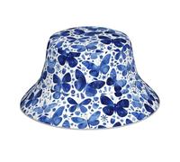 UFhgjjb Chapeau boonie réfléchissant imprimé drapeau de Sainte-Lucie - Chapeau de soleil Boonie à large bord pour voyage, festival, randonnée, camping et extérieur, Papillons bleus., Taille unique