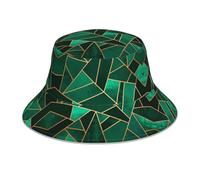 UFhgjjb Chapeau boonie réfléchissant imprimé drapeau du Maroc - Chapeau de soleil Boonie à large bord pour voyage, festival, randonnée, camping et plein air, Motif géométrique noir et doré, Taille