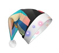 UFhgjjb Chapeau de Noël à LED avec imprimé ruban artistique pour adultes - Chapeau de Père Noël festif, couvre-chef unisexe en peluche pour Noël, Nouvel An