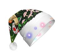 UFhgjjb Chapeau de Noël à LED imprimé champignons pour adultes - Chapeau de Père Noël festif, couvre-chef unisexe en peluche pour Noël, Nouvel An