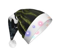 UFhgjjb Chapeau de Noël à LED imprimé corbeaux sur l'arbre pour adultes - Chapeau de Père Noël festif, couvre-chef unisexe en peluche pour Noël, Nouvel An