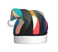 UFhgjjb Chapeau de Noël pour adulte - Chapeau de Père Noël festif unisexe avec ruban imprimé artistique, chapeau de Noël en peluche