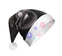 UFhgjjb Cool Headphones Print LED Christmas Hat for Adults - Festive Santa Hat - Plush Unisex Holiday Headwear for Christmas New Year