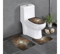 UFhgjjb Ensemble de 3 tapis de salle de bain imprimé horloge steampunk - Tapis de sol en forme de U pour toilettes, coiffeuse, salle de bain principale